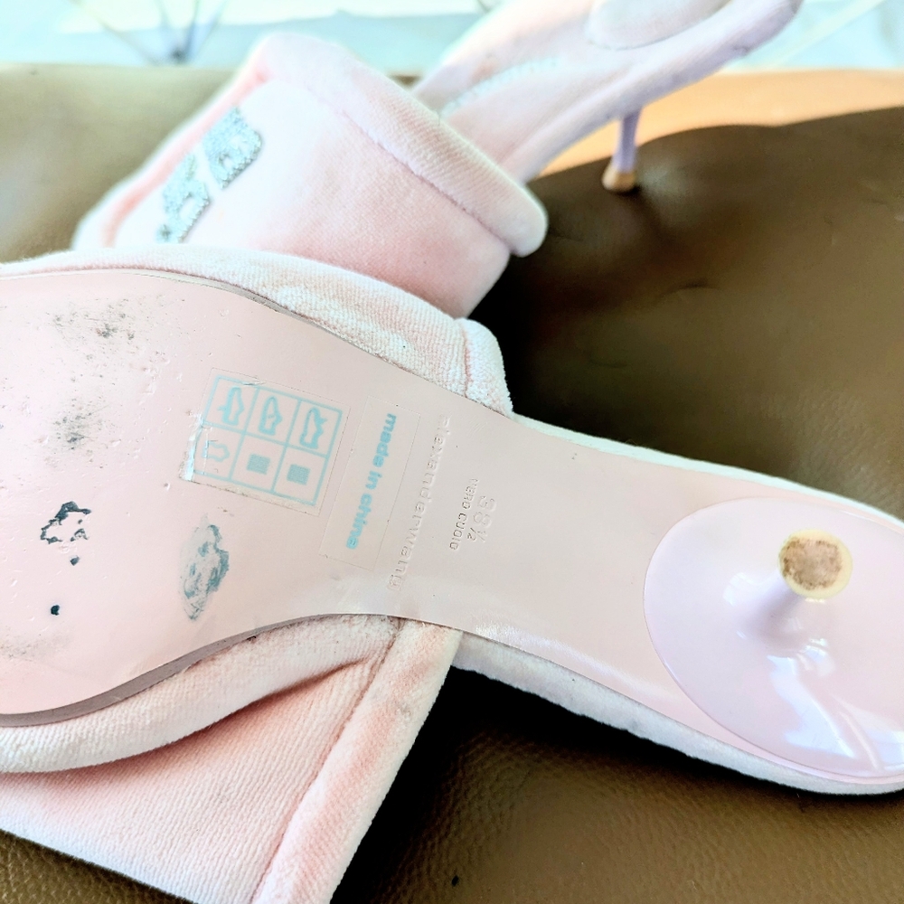 ~SOLD~Alexander Wang Jessie Padded Velour Mules/ Slides/ Kitten Heels - Picture 6 of 6